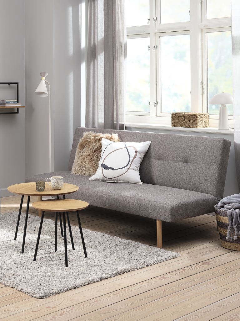 Schlafsofa HOLSTED grau Stoff /natur