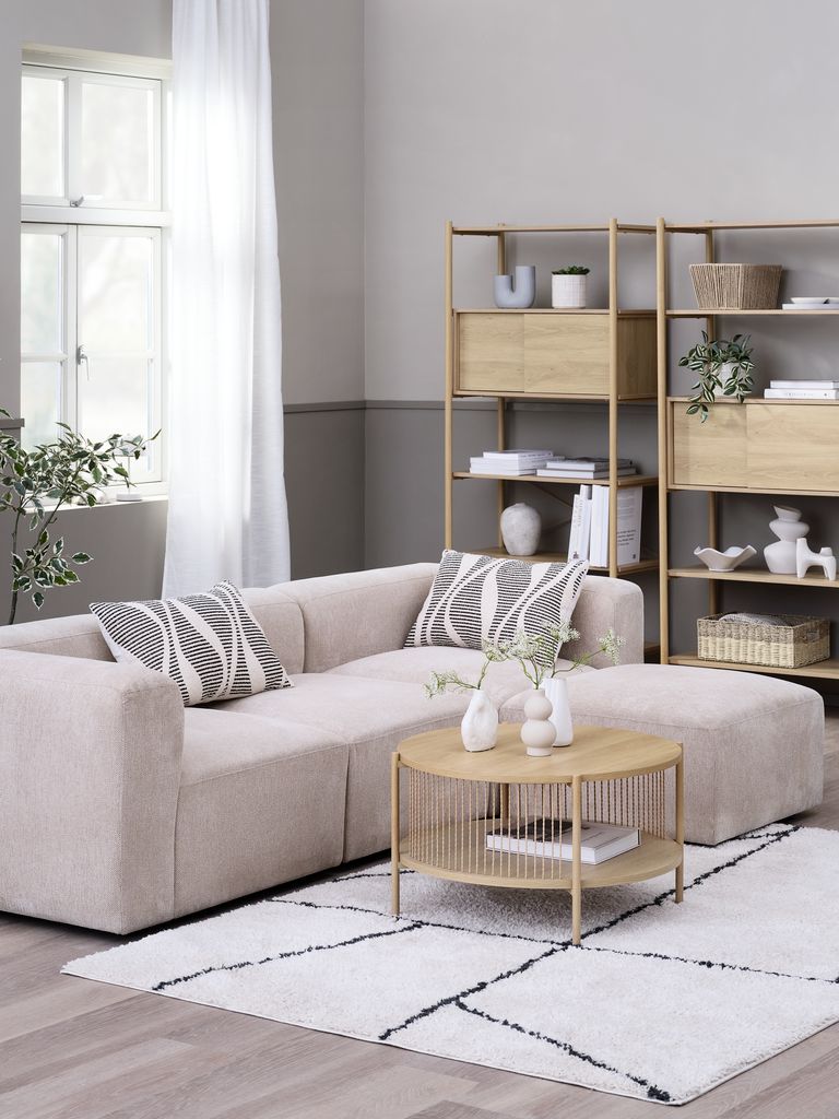 Modulares Sofa SKEJBY 3Pers. m/ Hocker Stoff beige