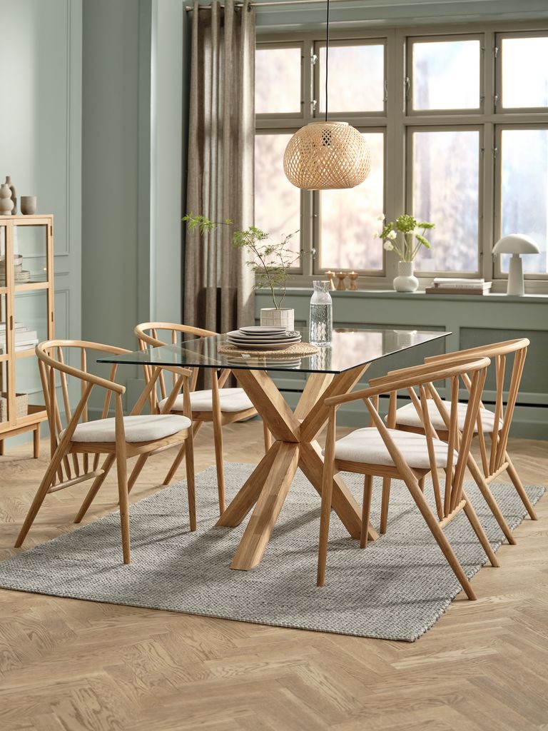 Esstisch AGERBY 90x160 Glas/Eiche natur