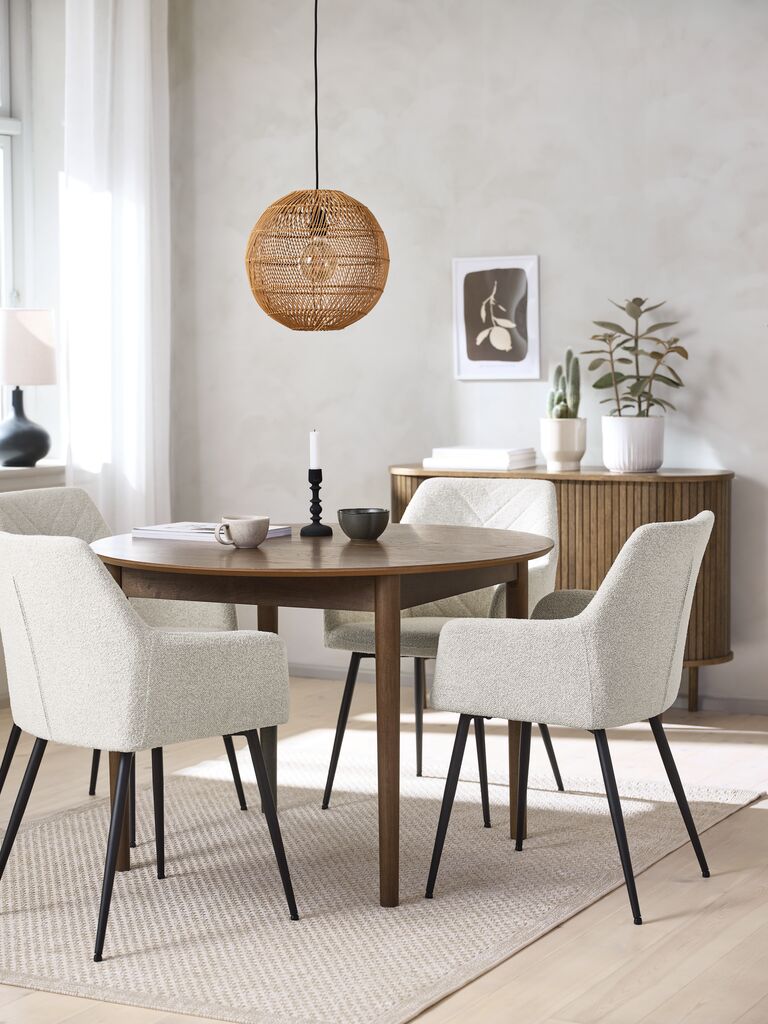 MARSTRAND Ø110 Tisch d.eiche + 4 PURHUS off-white