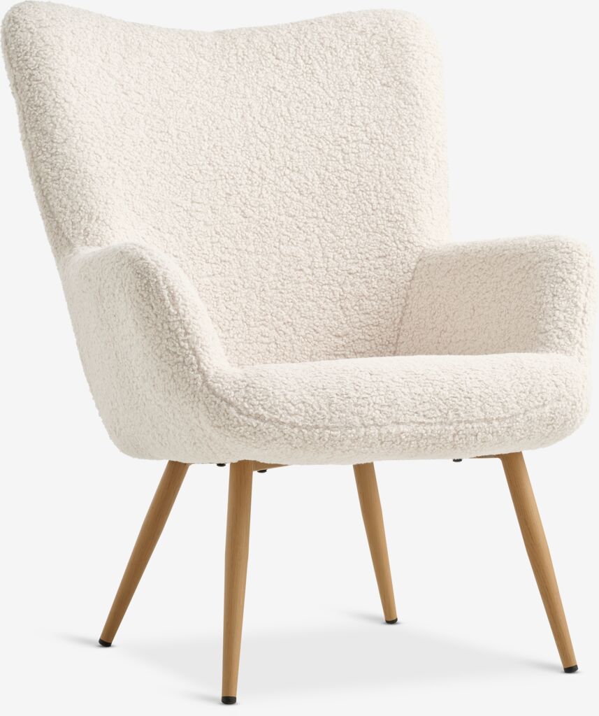 Sessel HUNDESTED off-white teddy/Eiche natur