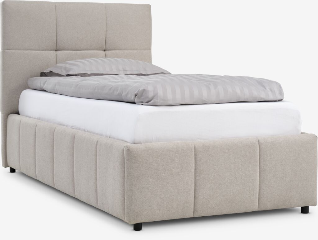 Bettgestell VEMMELEV m/Stauraum 90x200 beige Stoff
