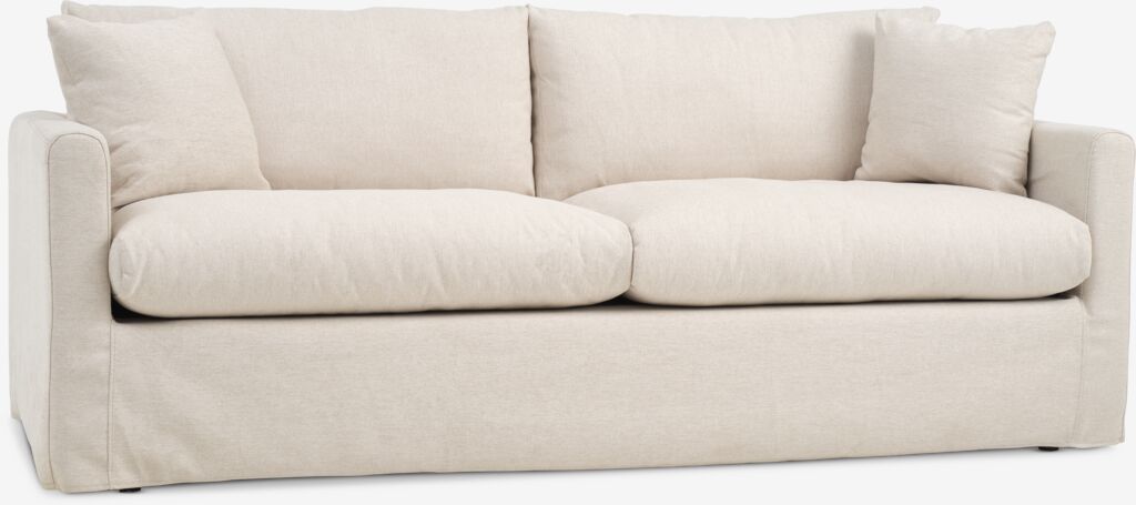 LYNGAA Sofa 3-Sitzer abnehmbarer Bezug beige Stoff