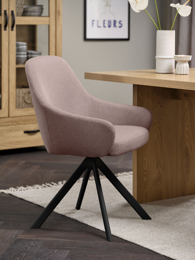 Esszimmerstuhl ROSTRUP drehbar beige Stoff