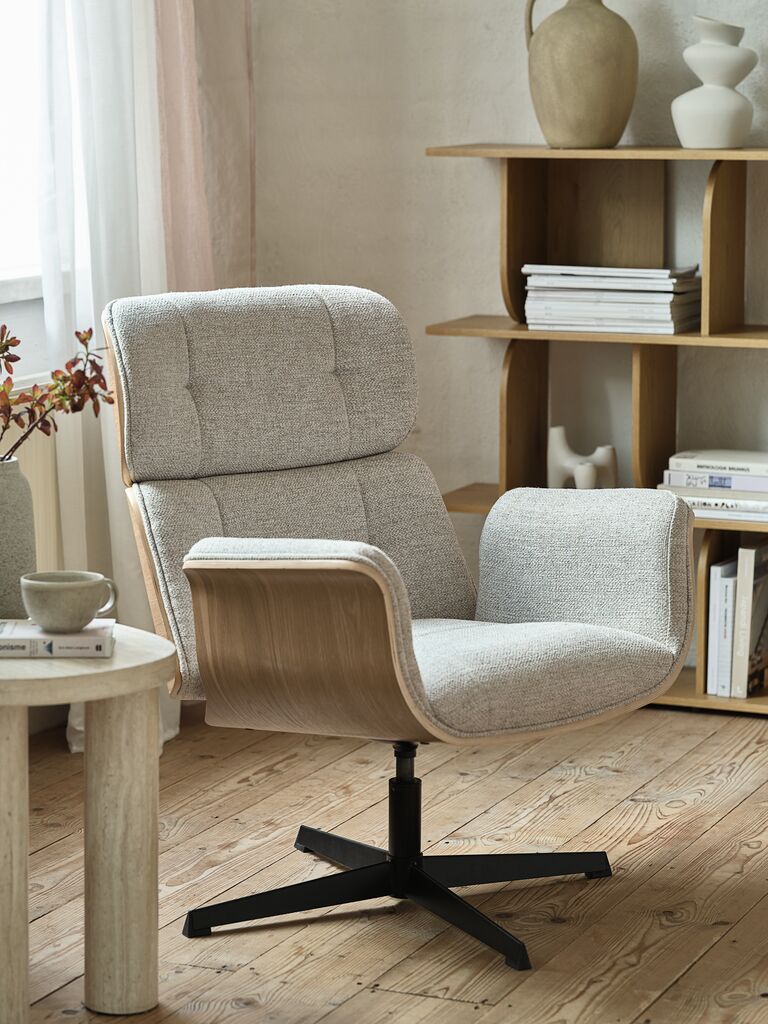 Sessel ALLINGE drehbar beige Stoff/schwarz