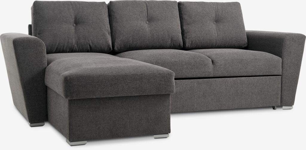 Schlafsofa Chaiselongue VEJLBY dunkelgrau Stoff