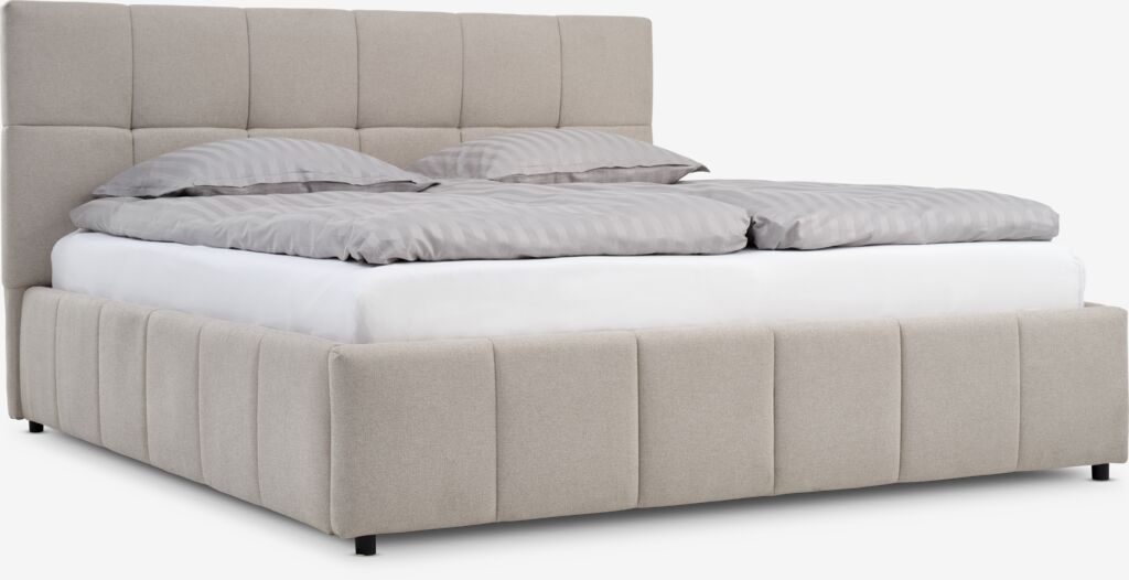 Bettgestell VEMMELEV m/Stauraum 160x200 beige Stoff
