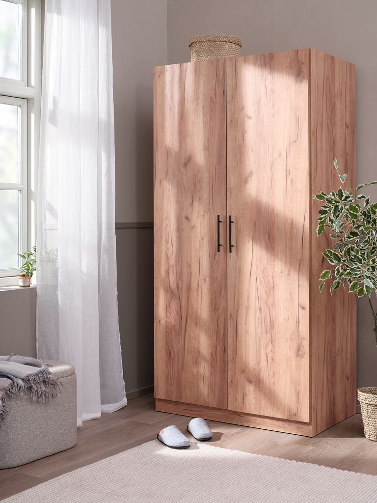 Kleiderschrank VIBY 101x200 2 Türen Wildeiche natur