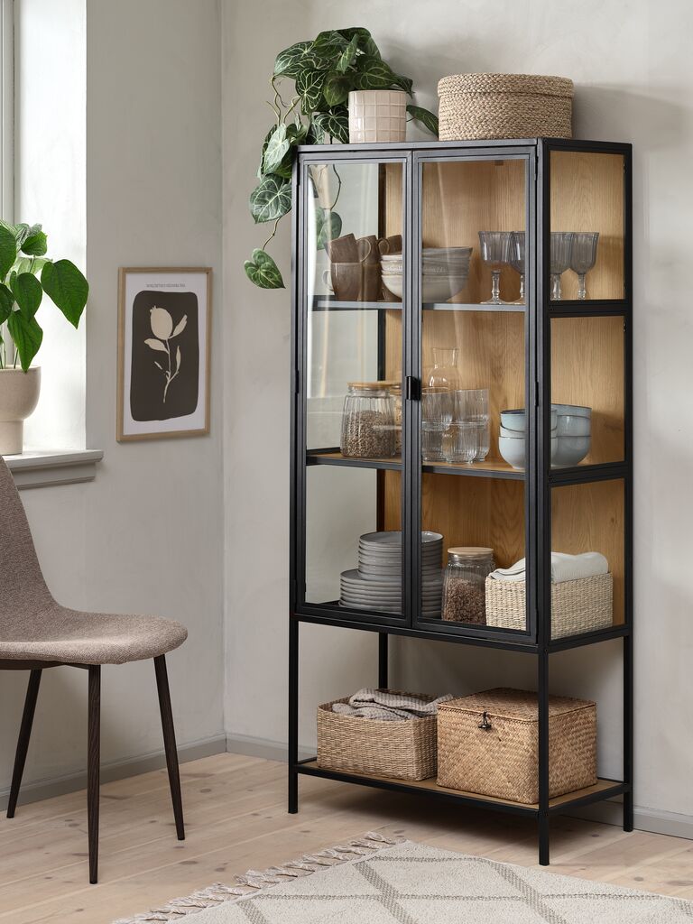 Vitrine TRAPPEDAL Eiche warm/schwarz