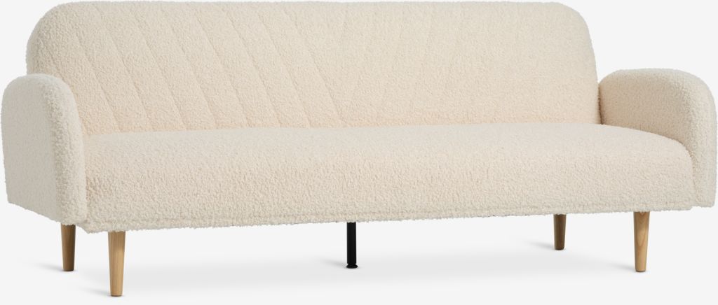 Schlafsofa PARADIS off-white Teddystoff/ Eiche