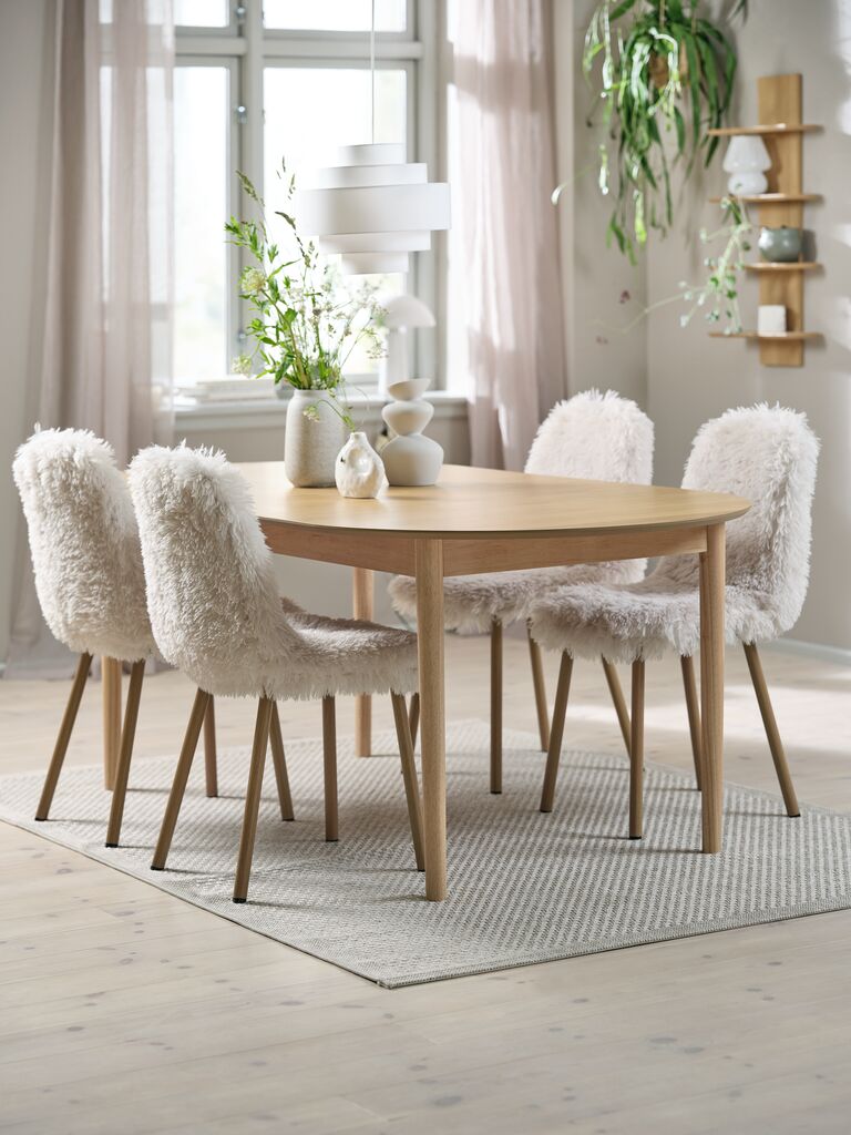 MARSTRAND L200 Tisch Eiche natur + 4 JONSTRUP Stühle Teddy