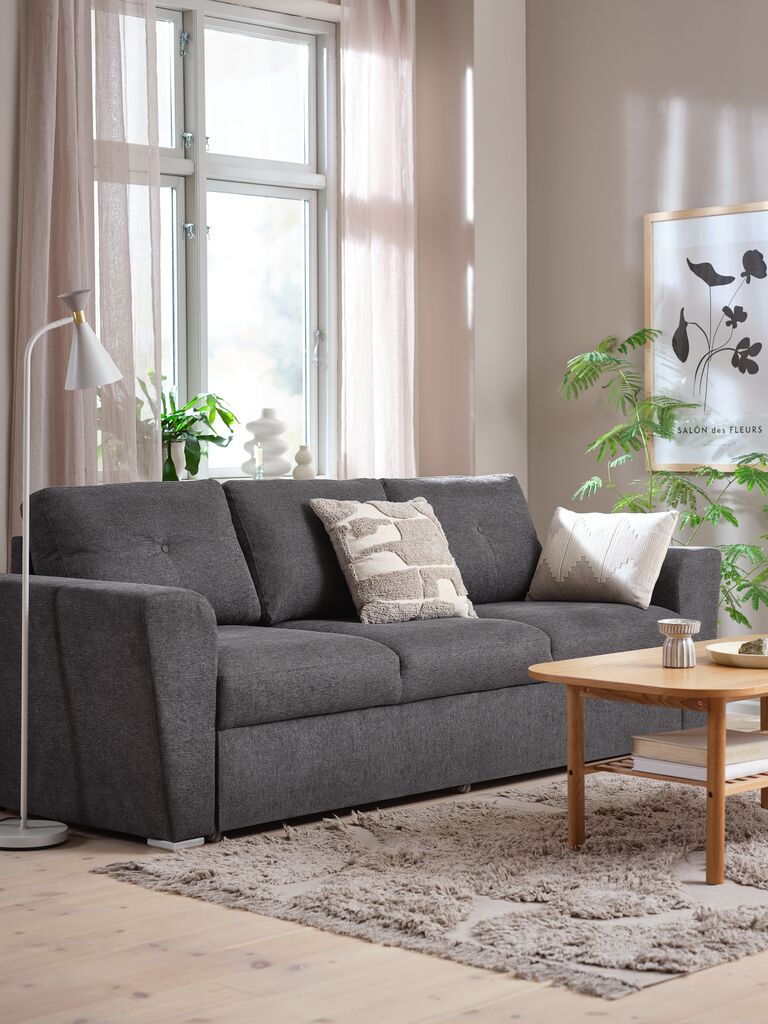 Schlafsofa VEJLBY 3-Sitzer dunkelgrau Stoff