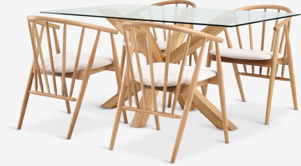 AGERBY L160 Tisch Eiche natur + 4 LYKSBORG Stühle Eiche