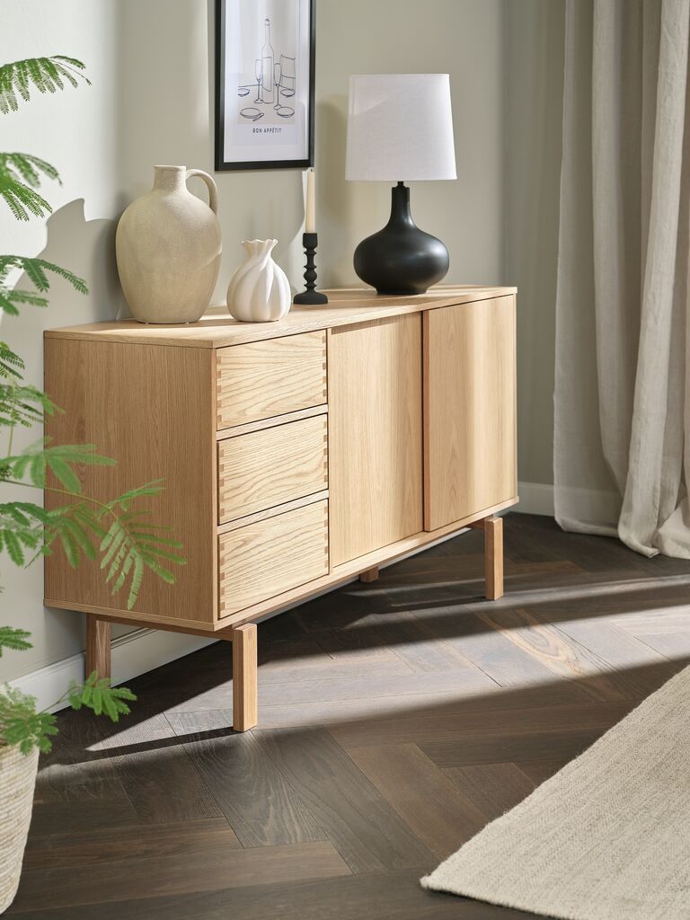 Sideboard MEJLSKOV 2 Türen 3 Schubladen Eiche natur