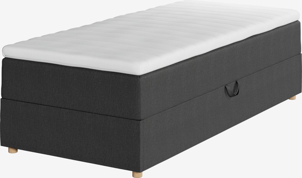 Boxspringbett 90x200 SKAUMA + FLYA Grau-40 sehr fest