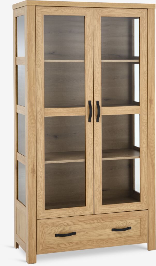 Vitrine JUNGEN 2 Türen 1 Schublade Eiche warm