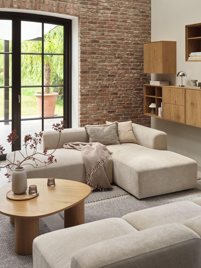 Sofamodul SKEJBY Chaiselongue rechts Stoff beige
