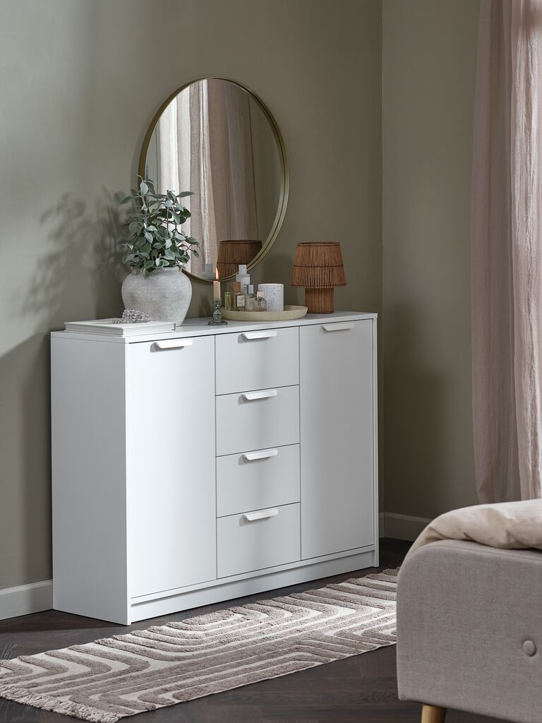 Sideboard JENSLEV 2 Türen 4 Schubladen weiß