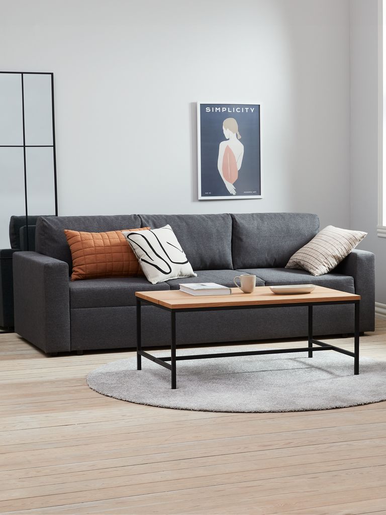 Schlafsofa MARSLEV 3-Sitzer dunkelgrau Stoff