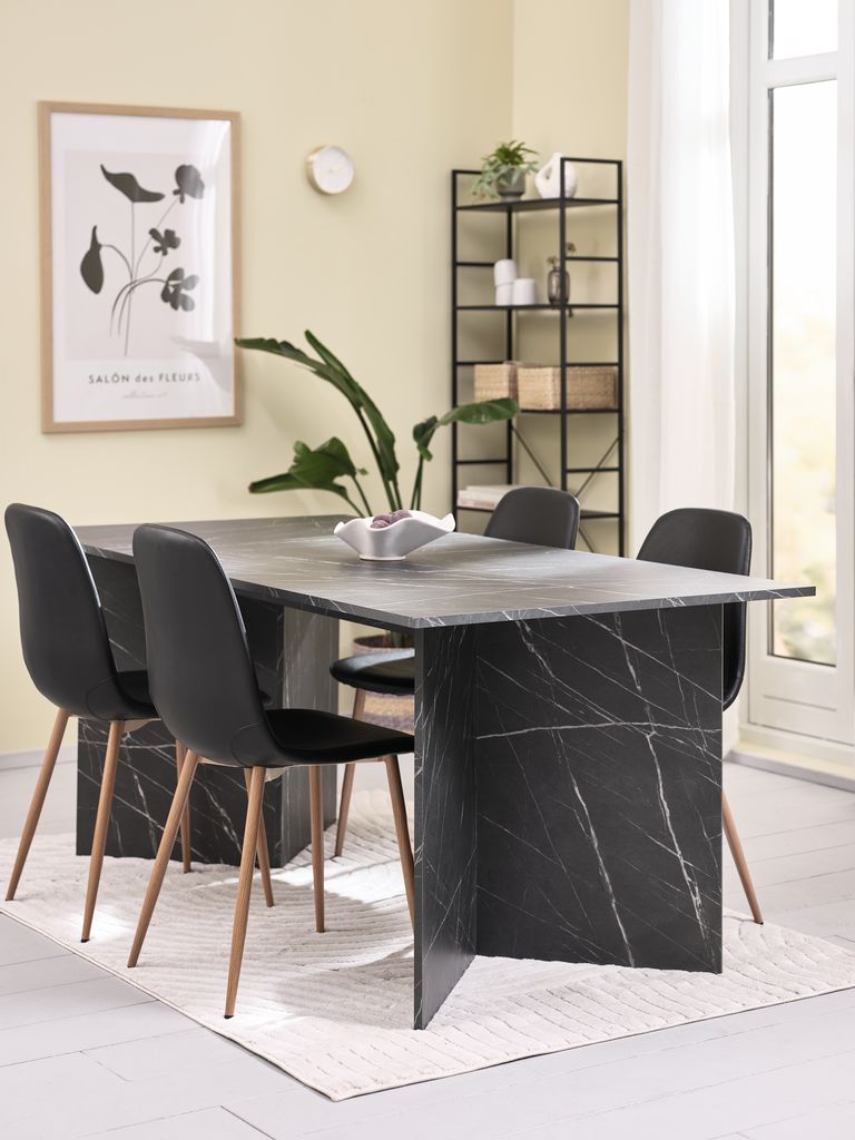 KRONDAL L180 Tisch Marmor + 4 JONSTRUP Stühle schwarz