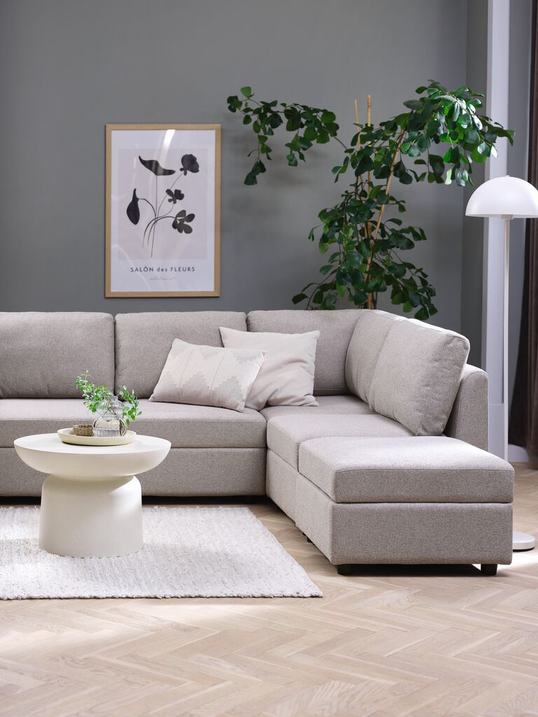 Modul-Sofa OKSBY 5Pers. offenes Ende sand Stoff