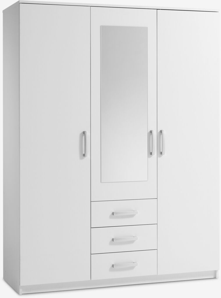Kleiderschrank VELLERUP 151x200 3 Türen 3 Schubladen weiß