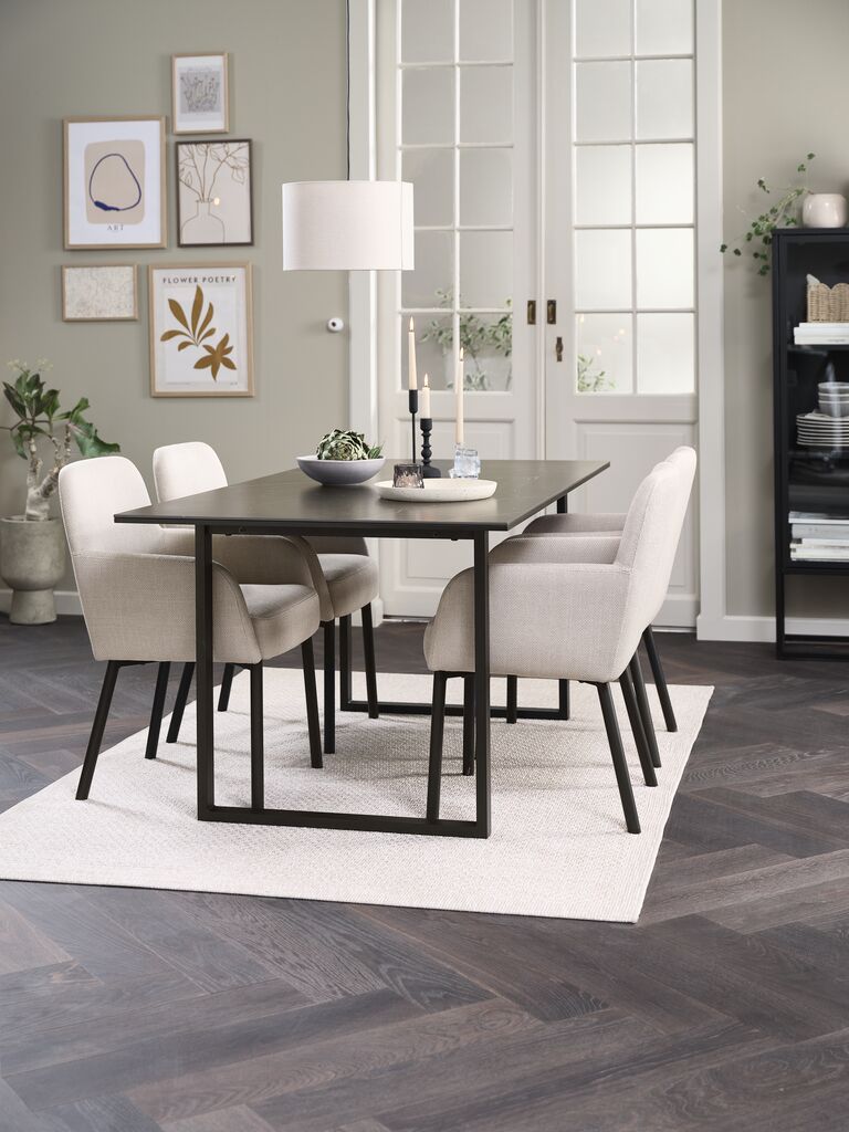 MOSELUND L180 Tisch Keramik + 4 SOTTRUP Stühle beige