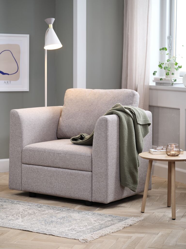 Modularer Sessel OKSBY mit Stauraum sandfarben Stoff