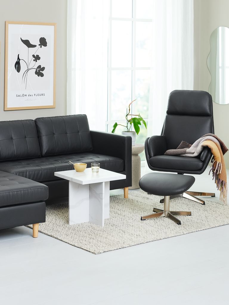 Relaxsessel mit Fußhocker TANKEDAL schwarz Kunstleder