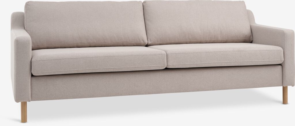 Sofa HELLERUP 3-Sitzer beige Stoff/Eiche natur