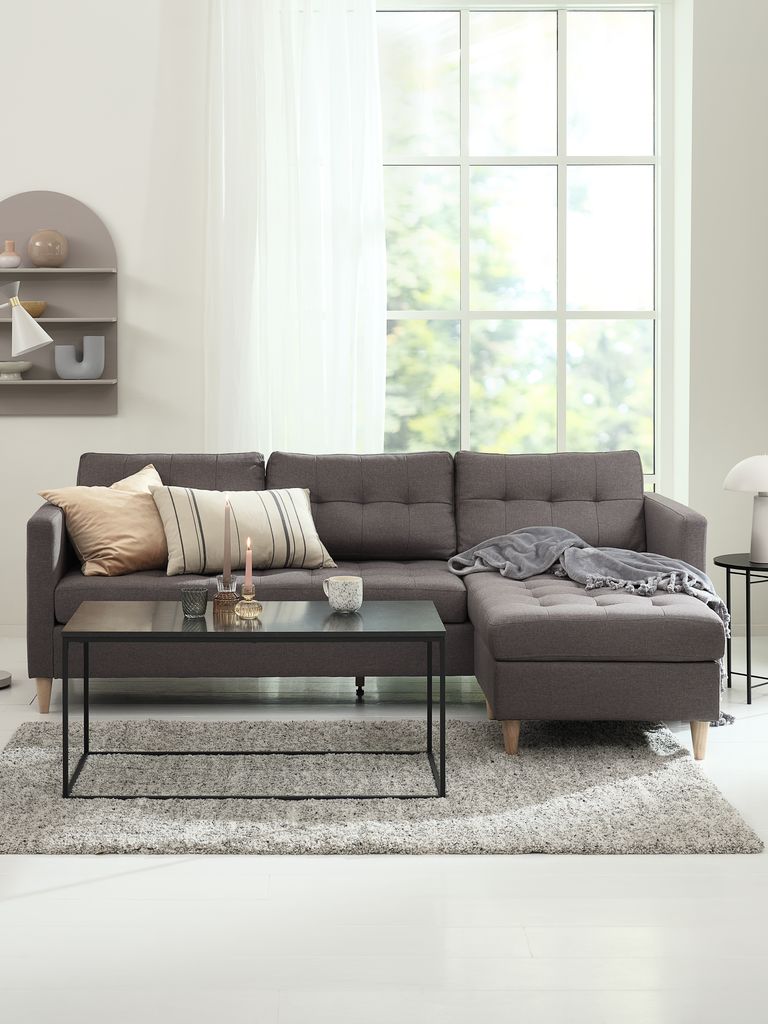 Sofa FALSLEV Chaiselongue grau Stoff