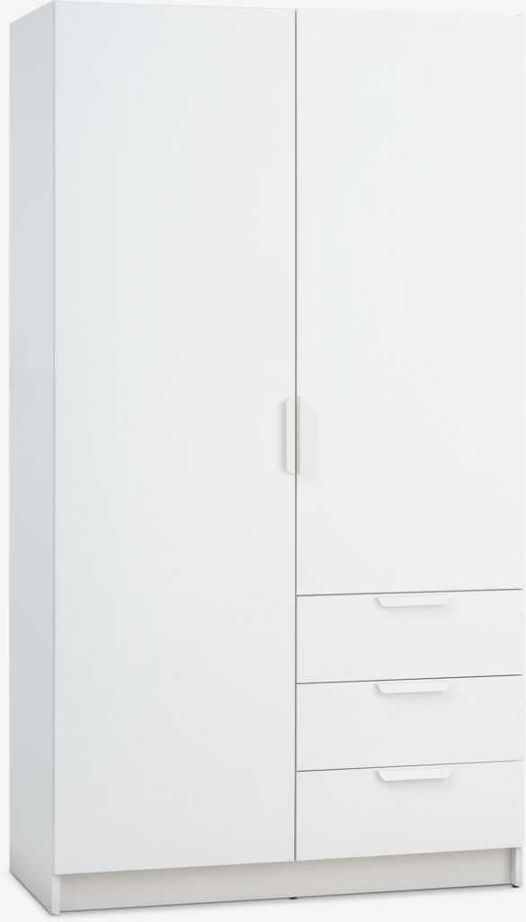 Kleiderschrank JENSLEV 96x176 2 Türen 3 Schubladen weiß
