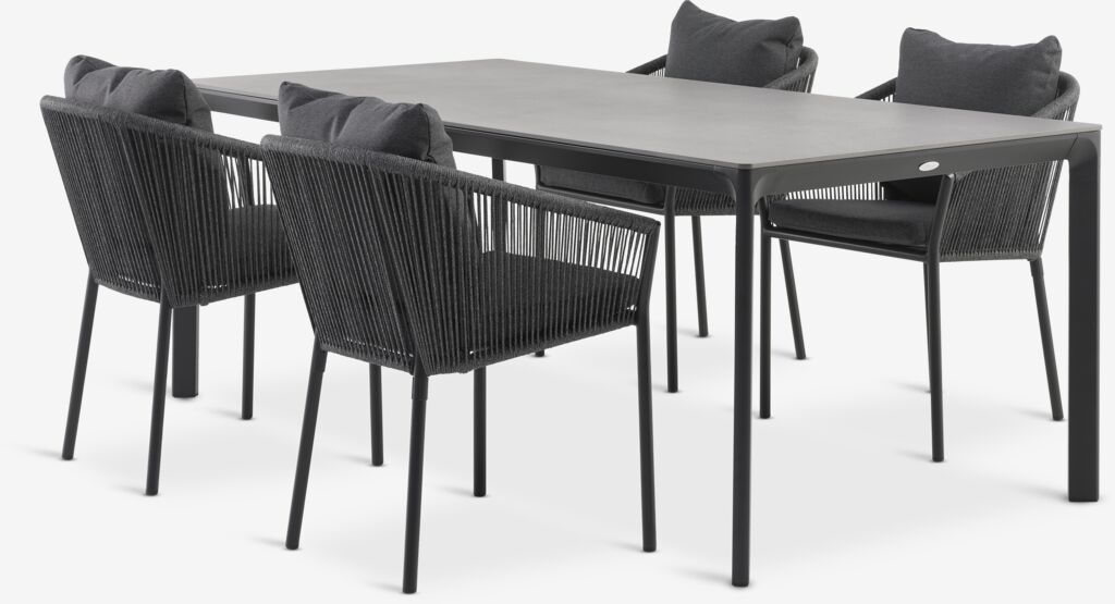 KUMLA L200 Tisch + 4 GILJA Stühle grau