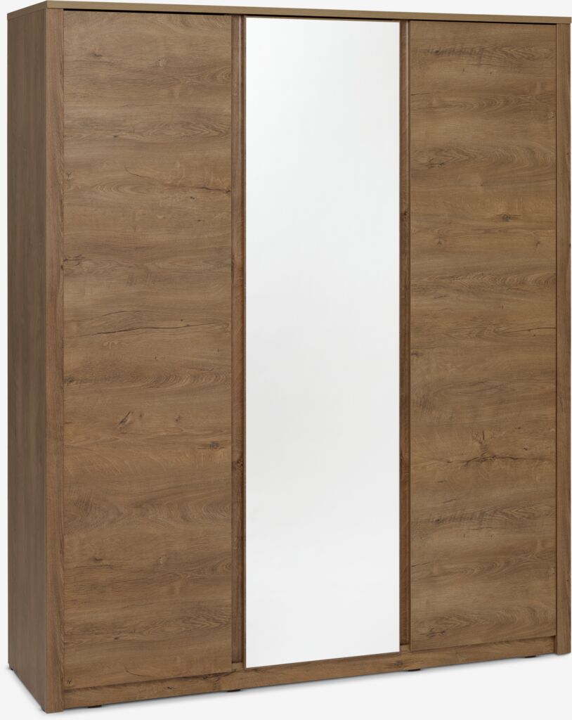 Kleiderschrank VEDDE 167x197 mit Spiegel Wildeiche dunkel