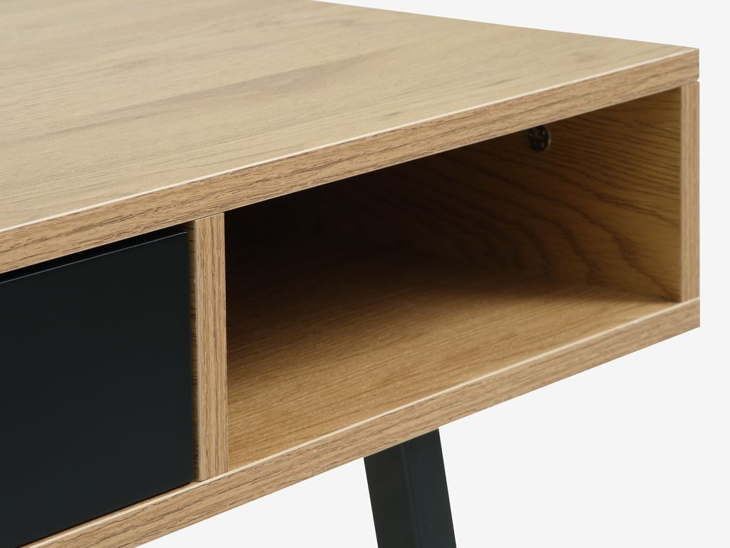 Schreibtisch ABBETVED Eiche natur/schwarz