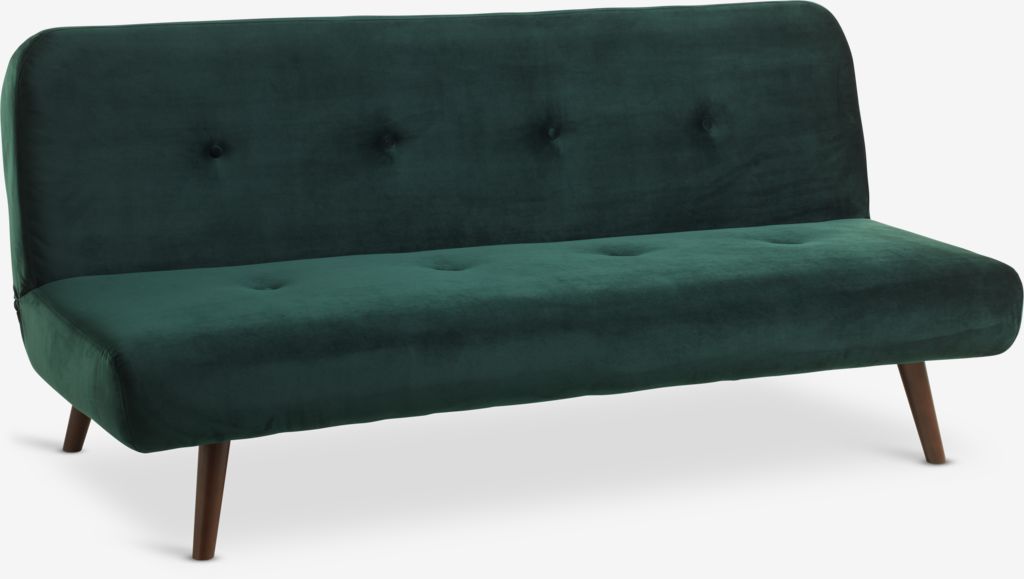 Schlafsofa JUVRE Samt dunkelgrün/walnuss