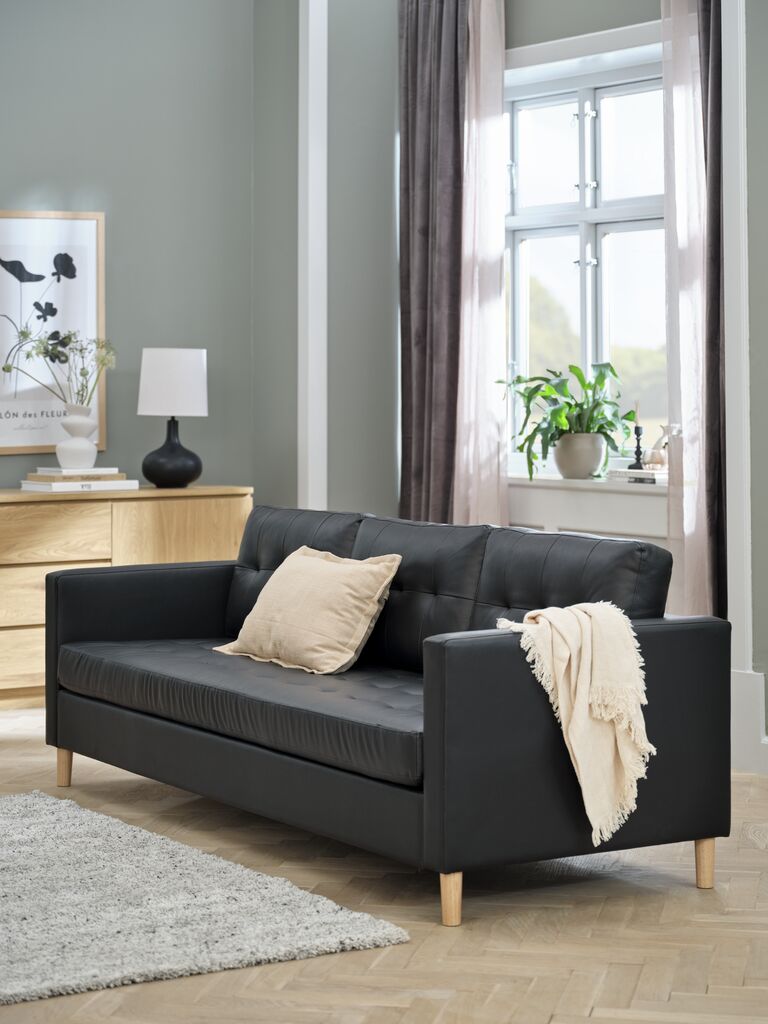 Sofa FALSLEV 3-Sitzer schwarz Kunstleder