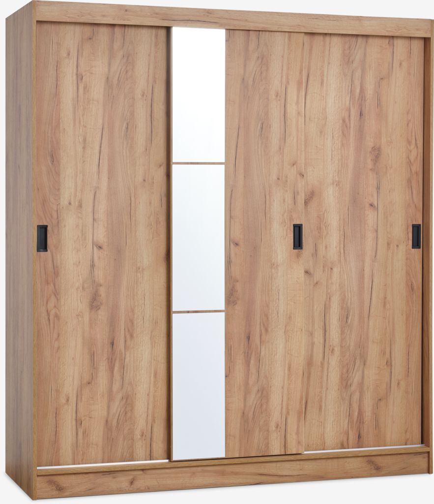 Kleiderschrank ODDER 179x201 3 Schiebetüren m/Spiegel Eiche