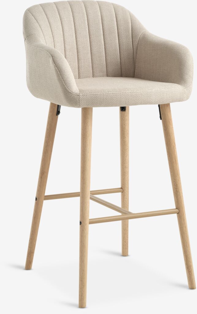 Barstuhl ADSLEV Stoff beige/Eiche natur