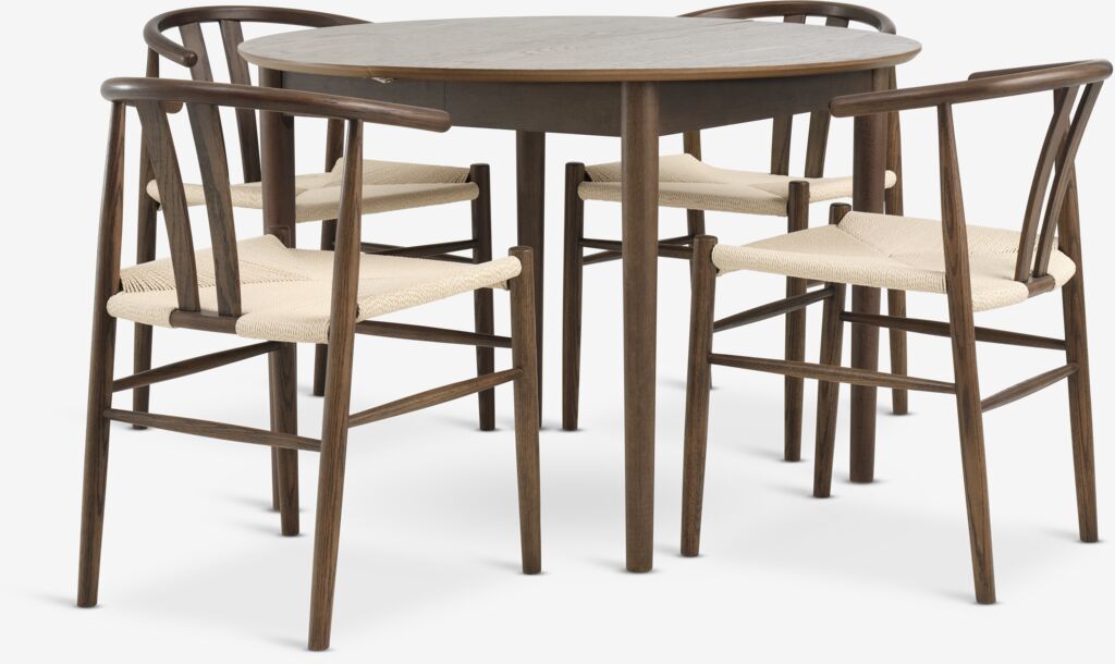 MARSTRAND Ø110 Tisch Eiche + 4 GUDERUP Stühle Eiche