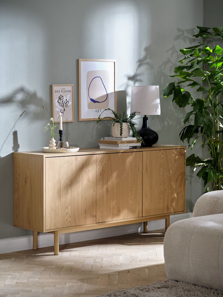 Sideboard ALSTED 3 Türen Eiche natürliche Eichenfabe