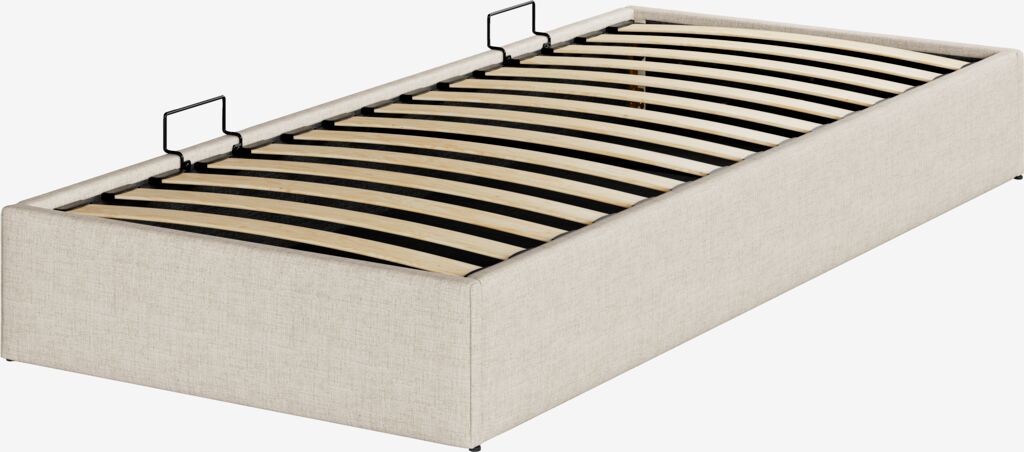 Bett mit Stauraum SEDEN 90x200 seitl. Hebefunktion beige
