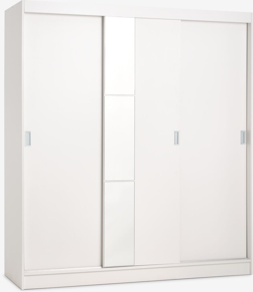 Kleiderschrank ODDER 179x201 3 Schiebetüren m/Spiegel weiß