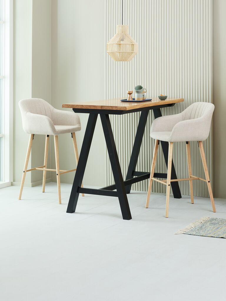 Barstuhl ADSLEV Stoff beige/Eiche natur