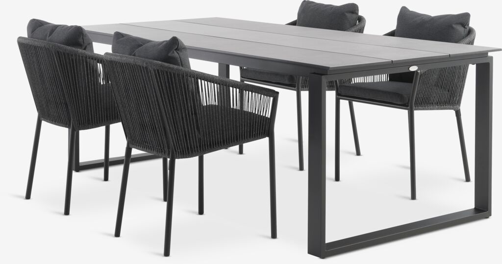 SONNERUP L215 Tisch + 4 GILJA Stuhl grau