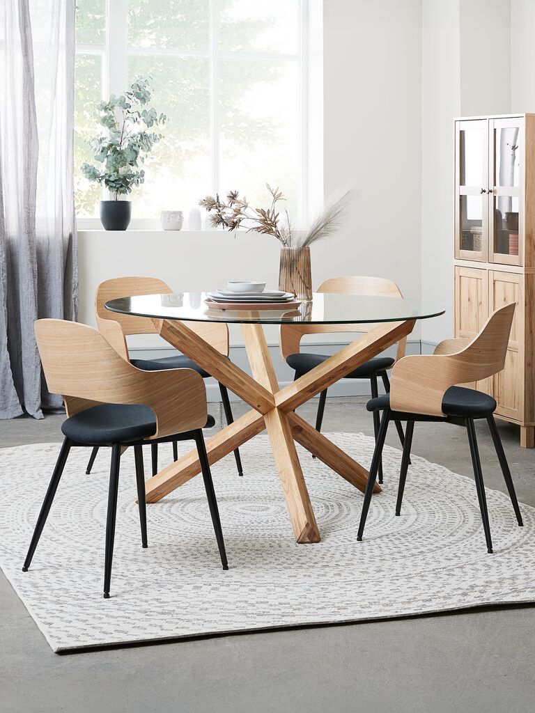Esstisch AGERBY Ø119 Glas/Eiche natur