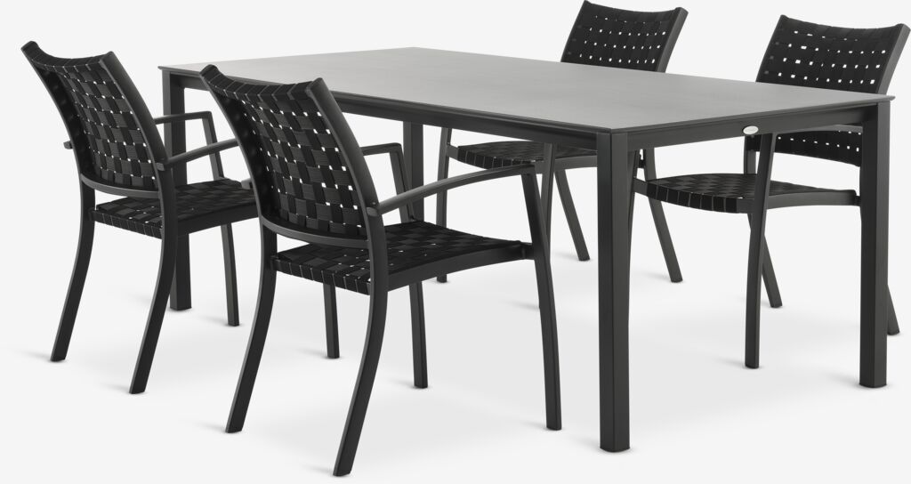 LANGET L207 Tisch + 4 GLOMFJORD Stühle schwarz