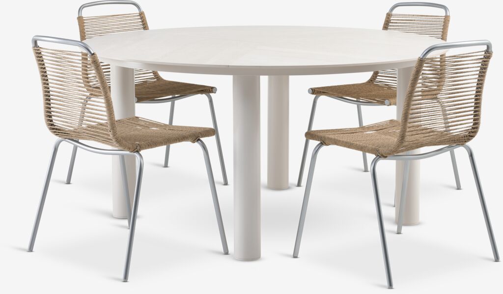 SURNADAL Ø150 Tisch beige + 4 MIDDAGSBERGET Stuhl