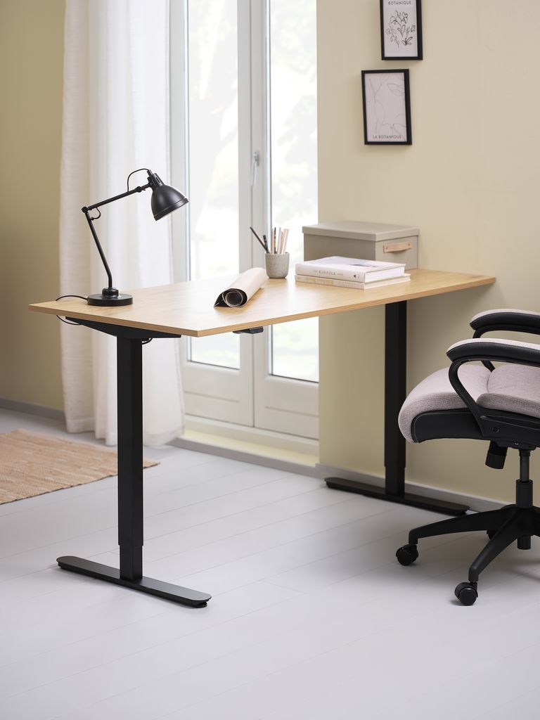 Höhenverstellbarer Schreibtisch SVANEKE 70x140 Eiche/schwarz