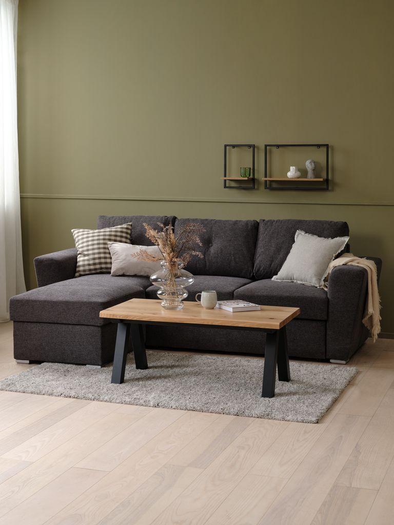 Schlafsofa Chaiselongue VEJLBY dunkelgrau Stoff